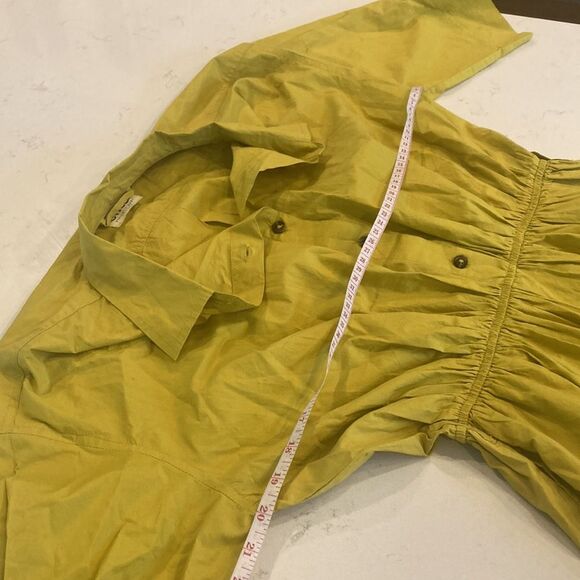 Etica Tina Shirt Dress 100% Organic Cotton Poplin Midi Natural Yellow Dress S - Picture 4 of 8
